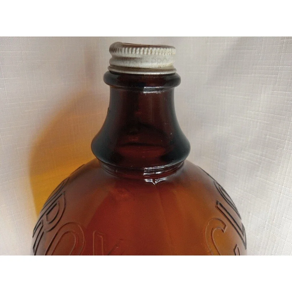 Vintage Clorox 1/2 Gallon Brown Glass Bottle Embossed One Finger W/ Original Lid